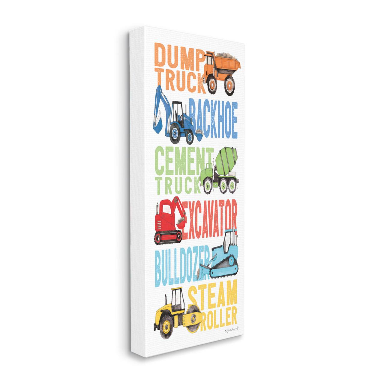 Stupell Industries Kid's Traditional Construction Vehicles Playful Bold Text Canvas Wall Art